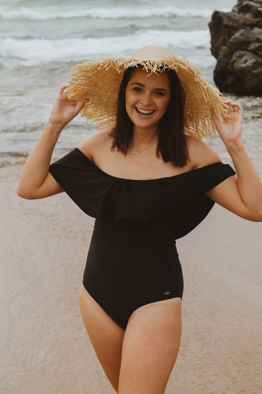 Off the Shoulder One Piece - Classic Black